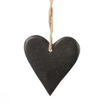tételeket Függesztett dekoráció pala szív dekoratív szívek fekete 7cm 6db