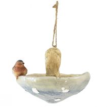 Díszgomba madár őszi dekorációval függeszthető Ø15cm H12cm