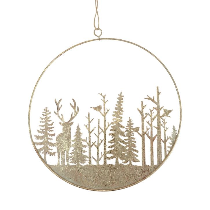 Dekoratív gyűrű fém erdei szarvas dekoráció vintage arany Ø22,5cm