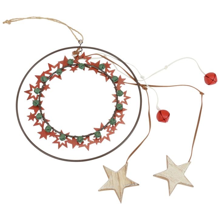 Függesztett dekoráció Karácsonyi díszgyűrű fém fa vintage Ø19cm