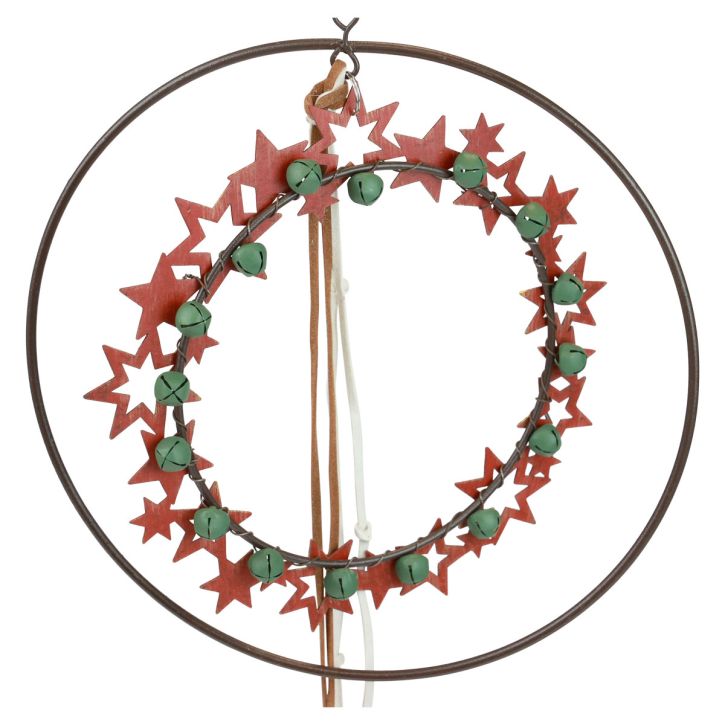 tételeket Függesztett dekoráció Karácsonyi díszgyűrű fém fa vintage Ø19cm