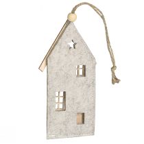 tételeket Karácsonyi díszes filc házak, bézs, 15 cm, 6 db-os szett