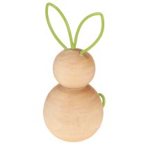 tételeket Fa nyúl díszfigura drótfülekkel modern húsvéti dekorációhoz, 11 cm, 4 darab