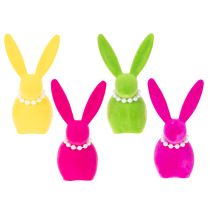 tételeket Húsvéti nyuszi díszfigura gyöngy nyaklánccal, tökéletes nappaliba vagy hálószobába, 13 cm, 4 darab