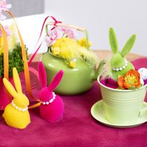 tételeket Húsvéti nyuszi díszfigura gyöngy nyaklánccal, nappaliba vagy hálószobába tökéletes, 13 cm, 4 darab