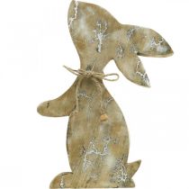 tételeket Fa nyuszi, tavaszi, húsvéti nyuszi ülő, húsvéti dekoráció natúr mintával, fehérre mosott H26cm