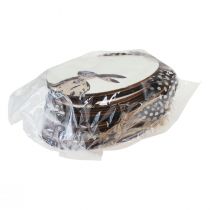 tételeket Nyuszi a tojásban fa húsvéti tojás akasztható fehér fekete 10cm 6 db