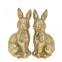 Nyuszi arany dekoráció ülő antik megjelenés Húsvéti nyuszi H12,5cm 2db