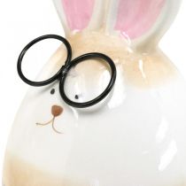 Kerámia húsvéti nyuszik szemüveggel, húsvéti dekorációs nyuszi pár H19cm 2db