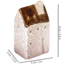 tételeket Dekoratív kerámia miniatűr házak szett, asztaldísz, 9 cm, 3 darabos