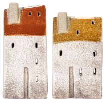 tételeket Kerámia ház dekoráció kéménnyel, mécsesház, ősz és tél, 13cm, 2 darab