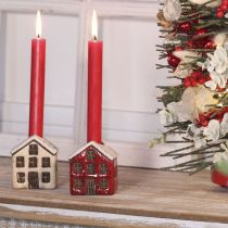 tételeket Kerámia gyertyatartó, díszes házikó hóval asztaldísznek, 7cm, 2 darab