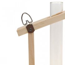 tételeket Fa fali dekoráció, lakberendezési tárgy, kémcsőváza, virágtartó, 27,5x4,5x14,5cm