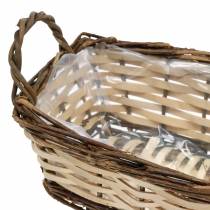 tételeket Ültetős díszkosár, négyzet, natúr színek 21 × 16/16 × 13 cm, 2db-os készlet