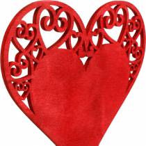Szív a pálcán, díszdugós szív, esküvői dekoráció, Valentin nap, szívdísz 16db