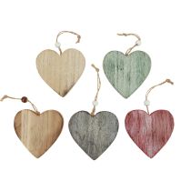 Fa szívek dekoratív szívek fehér színű vintage fa 10db