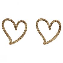 Szív deco permetező szívek fa asztaldísz arany 5cm 48db