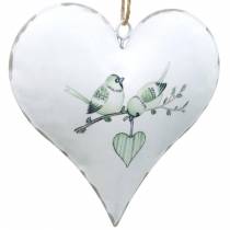 Dísz akasztó szív madár motívummal, szívdísz Valentin napra, fém medál szív alakú 4db