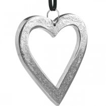 tételeket Akasztható szív, fém dekoráció, karácsonyi, esküvői dekoráció ezüst 11 × 11 cm