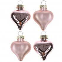 tételeket Fadísz szív rózsaszín üvegből 3cm 20 db