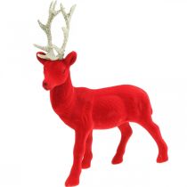 Dekoratív szarvas dekoratív figura dekoratív rénszarvas nyelt piros H28cm