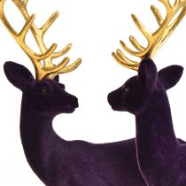 Deer Deco Rénszarvas Violet Gold Calf Flocked 20 cm 2 db-os készlet