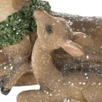 tételeket Szarvascsalád díszes figura hóval téli dekorációként, 17 cm
