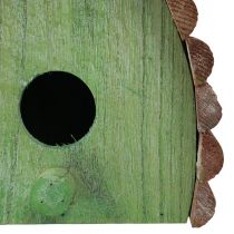 tételeket Függesztett dekorációs madárház kerek tetővel fa zöld barna 16,5×10×17 cm