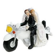 Menyasszony és vőlegény esküvői figura motoron 9 cm