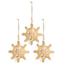 tételeket Fa kormánykerék dekoráció fém hal medál Ø12cm 3db