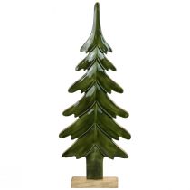 Fából készült dekoratív karácsonyfa zöld fényes hatású 23,5×5×60cm