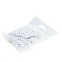 tételeket Fa virág arccal fehér 2,5cm 48 db