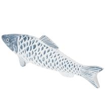 tételeket Kék és fehér fa hal, haldíszítés, faliszt, 35 cm, 1 darab