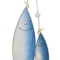 tételeket Fából készült hal dekoratív vállfák halkék fehér 11,5/20 cm-es 2 db-os készlet