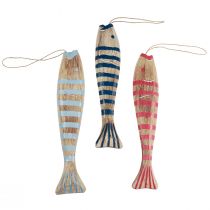 tételeket Fából készült hal akasztható hal dekoráció fa 29cm színes 3 db