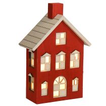 tételeket Faház dekoráció, piros és fehér színű, elemes, világítótorony, 19,5 cm