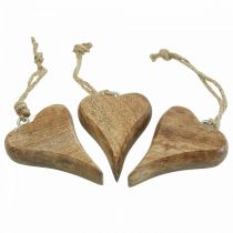 Fából készült szív medál szívfa dekoráció akasztáshoz 10cm 3db