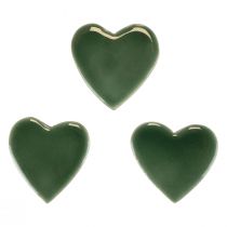 tételeket Fa szívek dekoratív szívek zöld fényes fa 4,5cm 8db