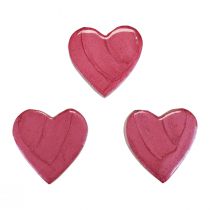 tételeket Fa szívek dekoratív szívek rózsaszín fényes szórt dekoráció 4,5cm 8db