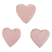 tételeket Fa szívek dekoratív szívek világos rózsaszín fényű asztali dekoráció 4,5cm 8db