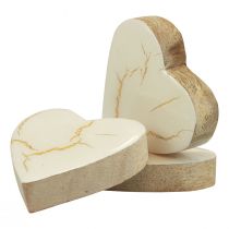 tételeket Fa szívek dekoratív szívek fehér arany fényű recsegő 4,5cm 8db