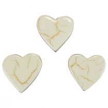 tételeket Fa szívek dekoratív szívek fehér arany fényű recsegő 4,5cm 8db