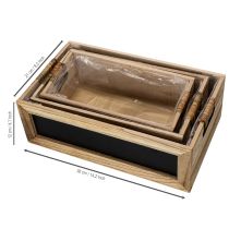 tételeket Fa doboz krétatáblával feliratozáshoz, 3 db-os készlet, 36 cm