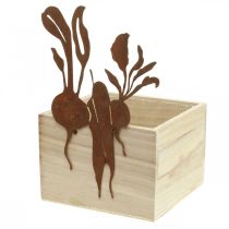 Rozsdadíszítésű növényi doboz fa növényi edény 17×17×12 cm