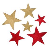 Fa csillagok 3-5cm natúr / piros 24db