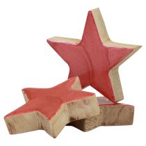 Fa csillag dekoráció Karácsonyi dekoráció csillagok rózsaszín fényű Ø5cm 8db