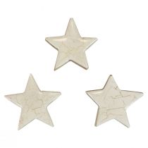 Fa csillagok dekoratív csillagok fehér arany pattogó fa Ø5cm 8db