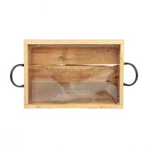 tételeket Fa tálca fogantyúkkal dekoratív tálca natúr fekete 35×22,5cm