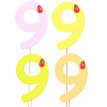 tételeket Jubileumi szám „9” a pálcán számdugók színes fa 7,5cm 16 db