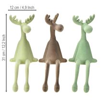 tételeket Szélzsámoly jávorszarvas dekoráció zöld, barna, menta színű, 31cm, 3 darab